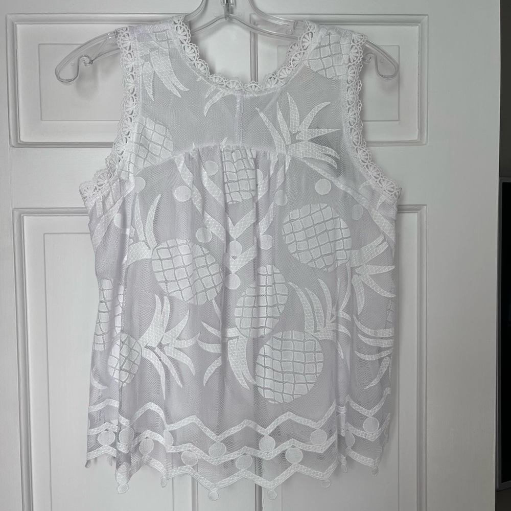Anthropologie Pineapple Lace Tank Top Petites sz 10